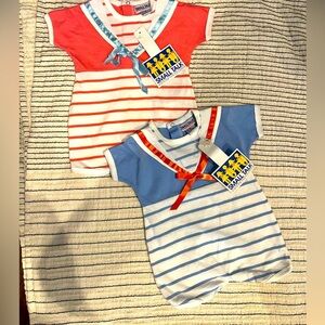 NWT Bundle of 2 Small Talk Vintage Infant Sailor Onesies (9 mo)